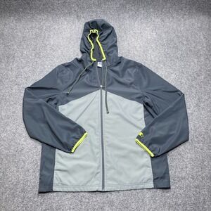 Starter Jacket Mens Large Gray Windbreaker Full Zip Hooded Running Jogging